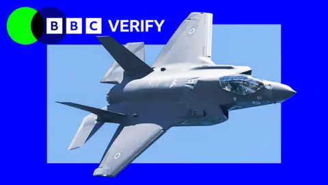 Getty Images An Israeli F-35 jet imposed over the BBC Verify branding. 