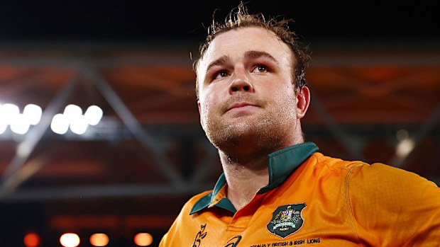 Harry Wilson of the Wallabies looks dejected.