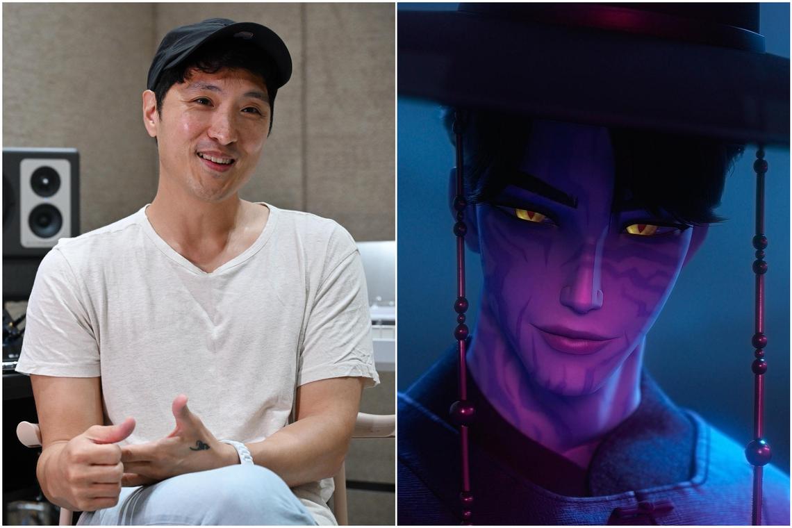 South Korean singer-songwriter Andrew Choi (left) is the singing voice of Jinu from the animated film KPop Demon Hunters.