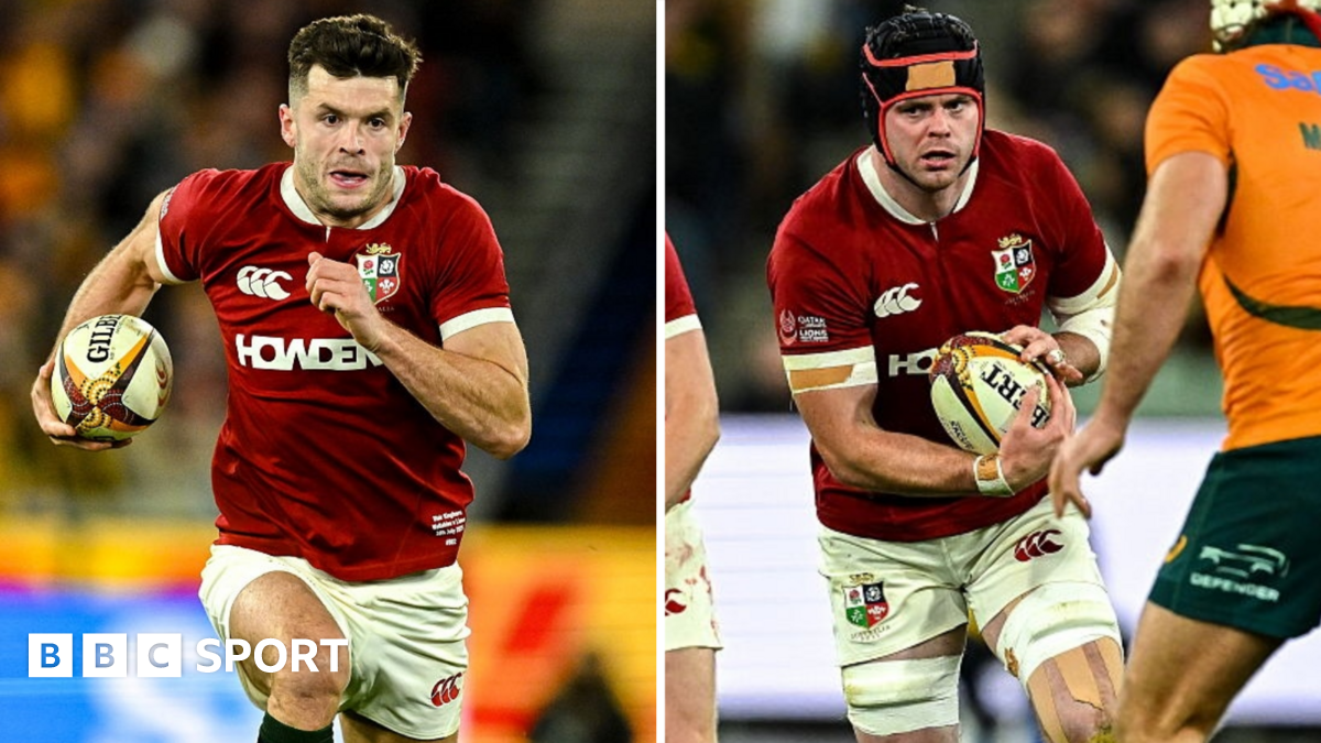 Blair Kinghorn runs past an Australia player