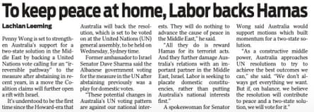 How the headline appeared on page three