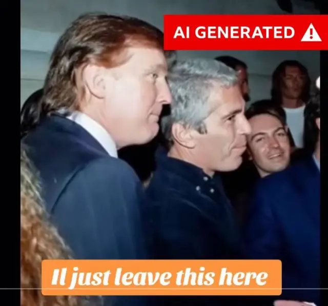 Screengrab from AI generated video of Donald Trump and Jeffrey Epstein.