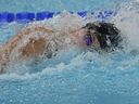 Penny Oleksiak, of Canada, compete in the women's 4 x 100-meter freestyle relay final at the 2024 Summer Olympics, Saturday, July 27, 2024, in Nanterre, France.