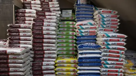 Getty Images Bags of American-grown rice at a market in Brooklyn, New York 