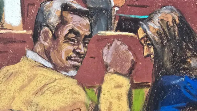 A court sketch of Sean "Diddy" Combs