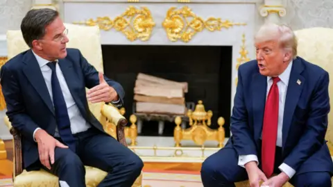 Reuters U.S. President Donald Trump meets with NATO Secretary General Mark Rutte, on the day President Trump announces a deal to get U.S. weapons to NATO, in the Oval Office at the White House in Washington, D.C., U.S., July 14, 2025.