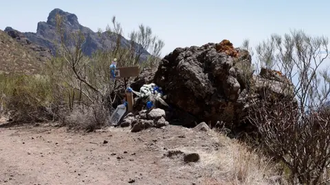 Reuters Flowers left by family of Jay Slater, near the site where his body was found, in Masca, on the island of Tenerife, Spain.