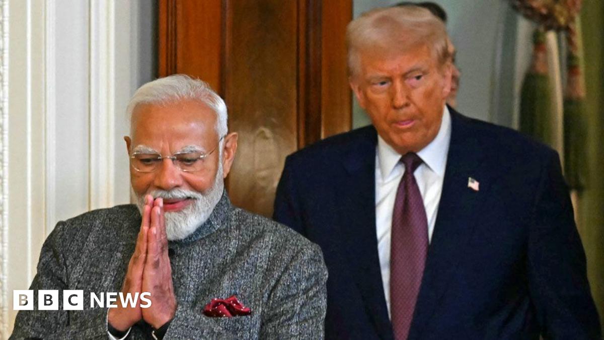 US President Donald Trump shakes hands with Indian Prime Minister Narendra Modi during a joint press conference in the East Room of the White House in Washington, DC, on February 13, 2025.