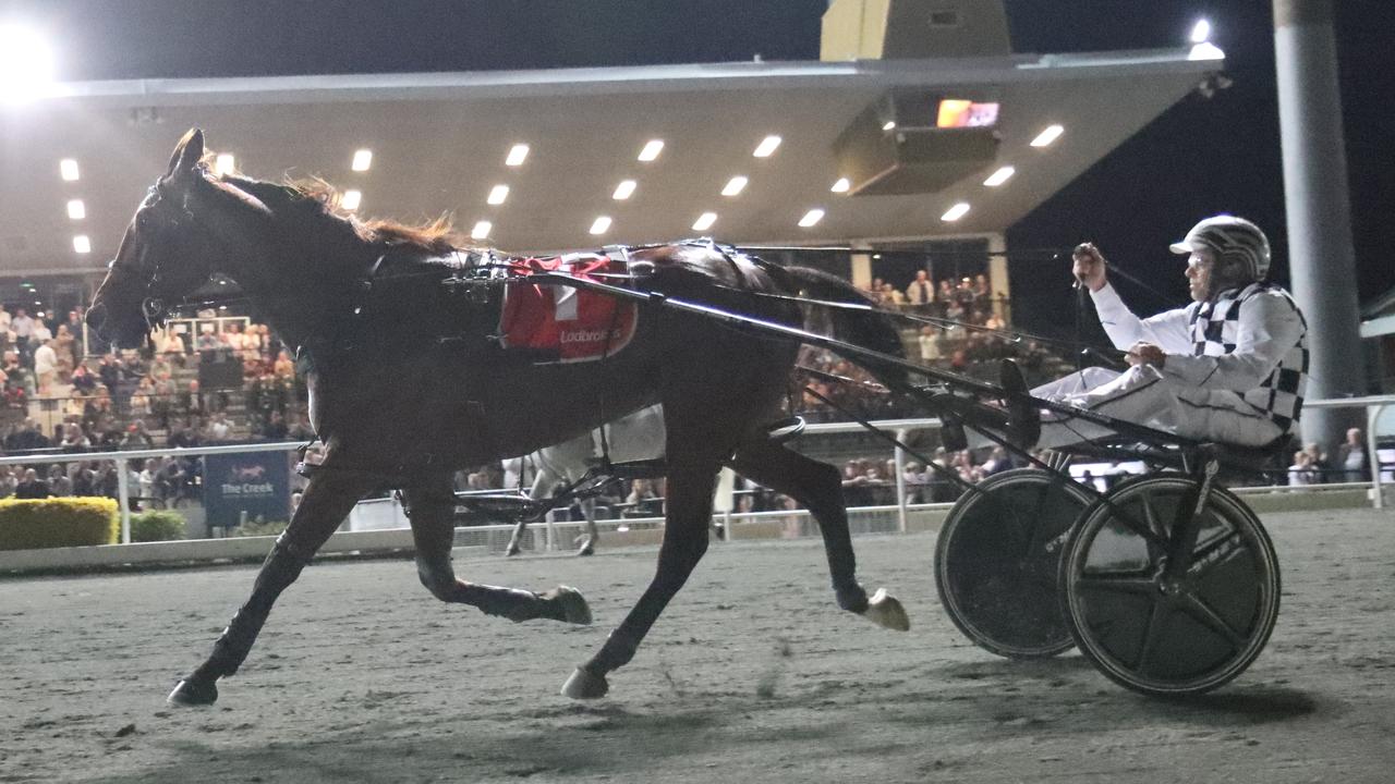 Leap To Fame after his second Inter Dominion win on Saturday night. Photo: Darren Clayton.