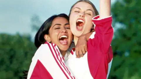 Sundance/WireImage and Getty Images Parminder K. Nagra and Keira Knightley in an iconic scene from the 2002 movie