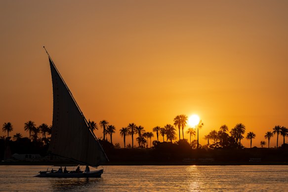 A felucca on the Nile in Luxor, Egypt.