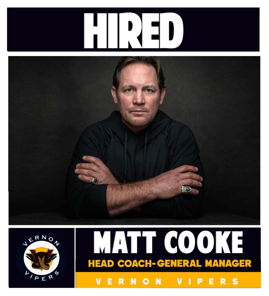 Vernon Vipers Name Matt Cooke as Head Coach and General Manager