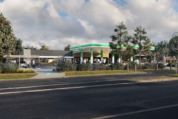 An artist’s impression of the proposed BP service station and convenience restaurant at Safety Beach.