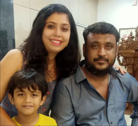 A family photo with Shweta Parihar and her husband, Abhinav Parishar, and their son Vihaan