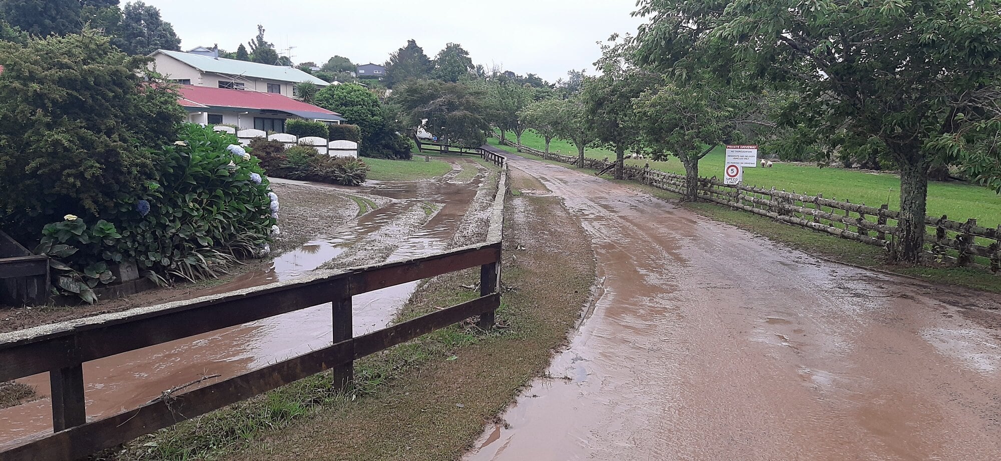 Silt and debris left on the Muir Place right-of-way after the nearby stream flooded in January 2023. Photo / Supplied