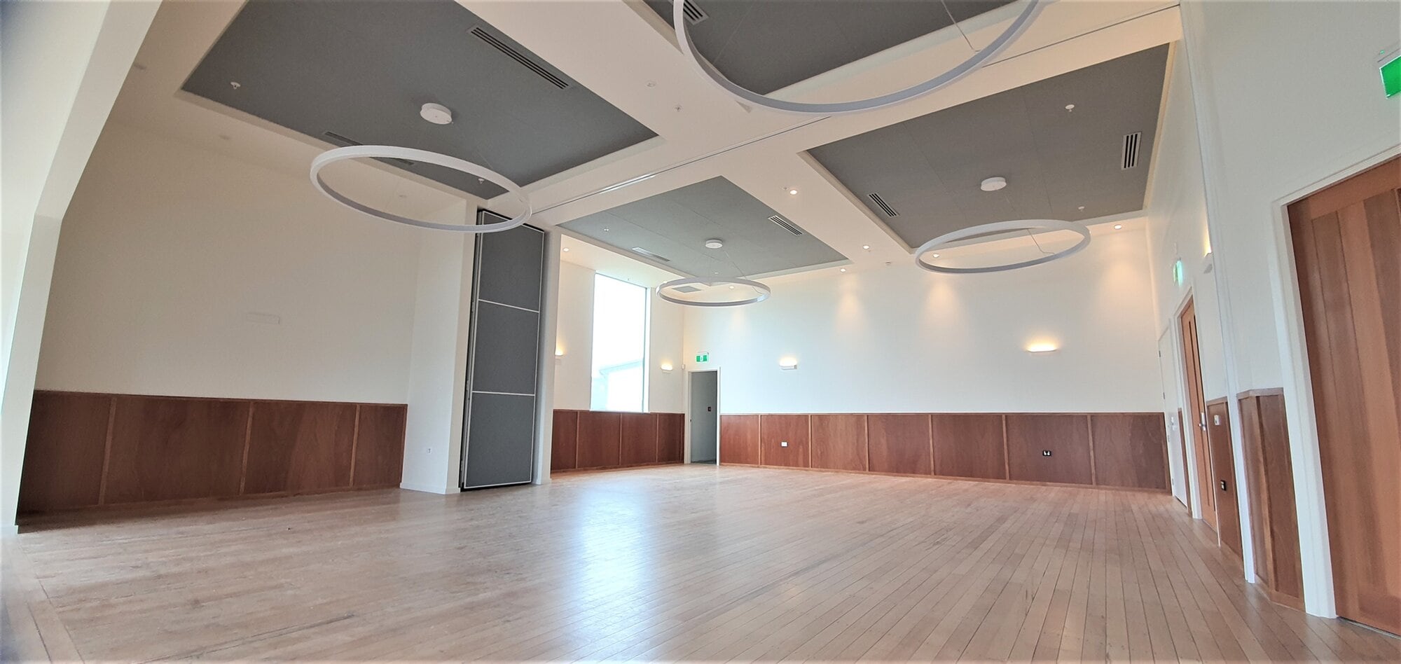  The refurbished hall in the Jordan Centre can be divided into two separate meeting rooms. Photo / Supplied.