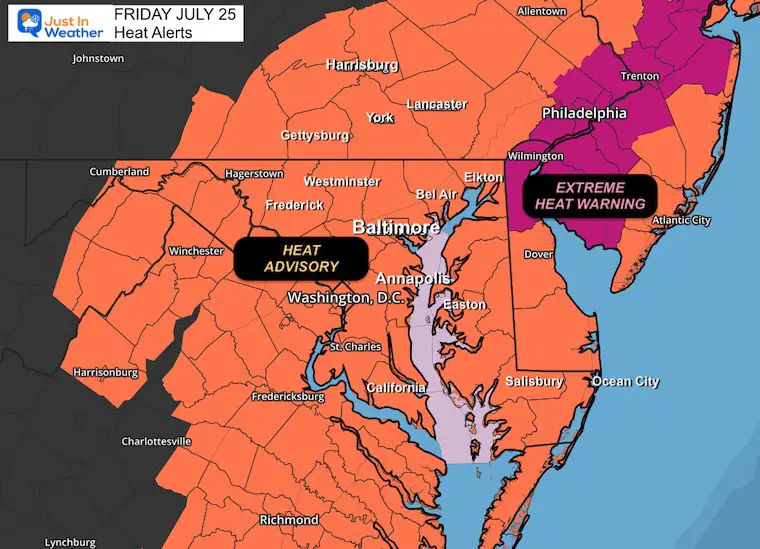 July 25 Heat Advisory Friday