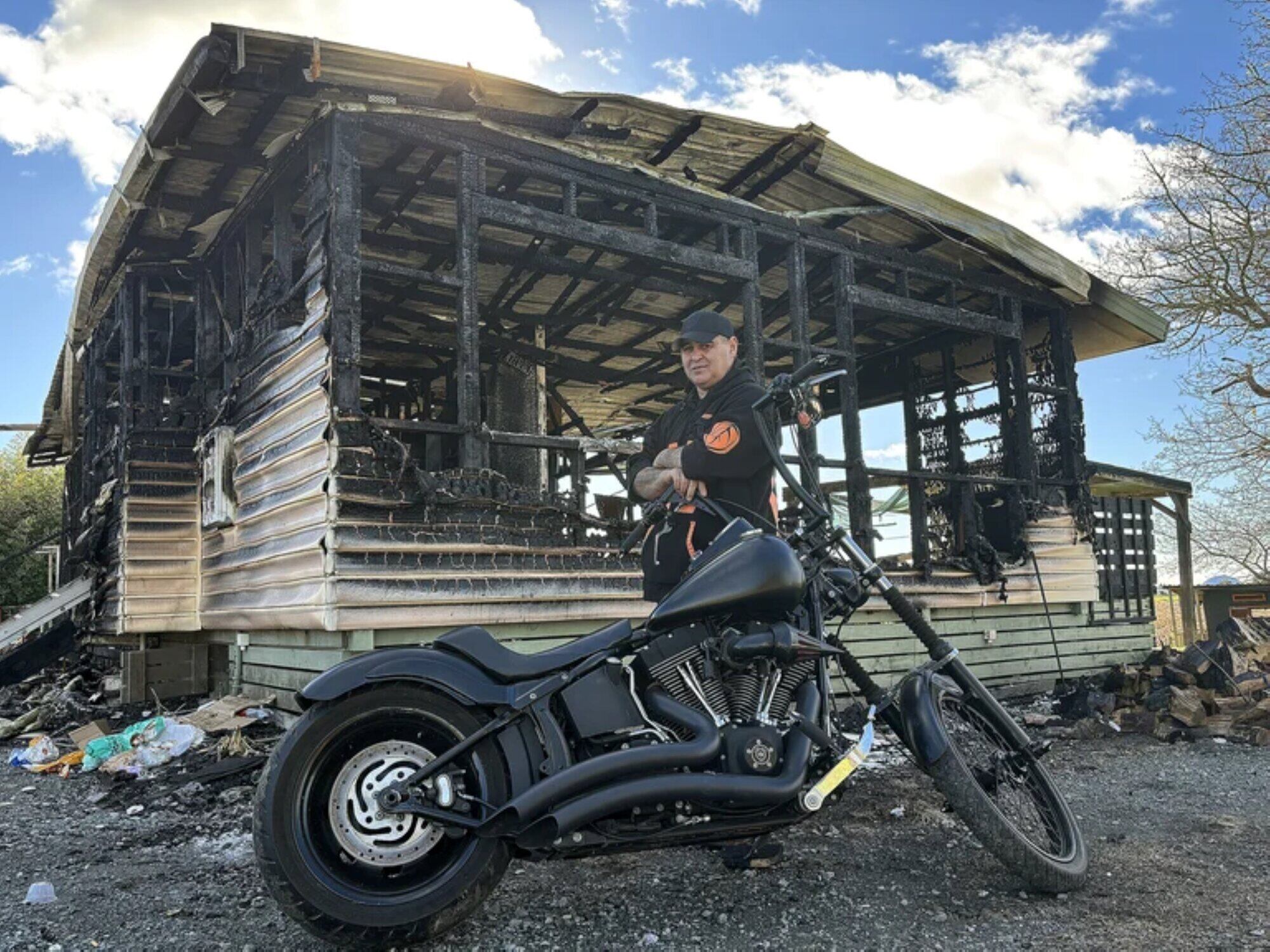 It was once Ted Shortland’s dream to own a Harley-Davidson. The bike was one of the few things he was able to save in a fire that destroyed his home. Photo / Brianna Stewart