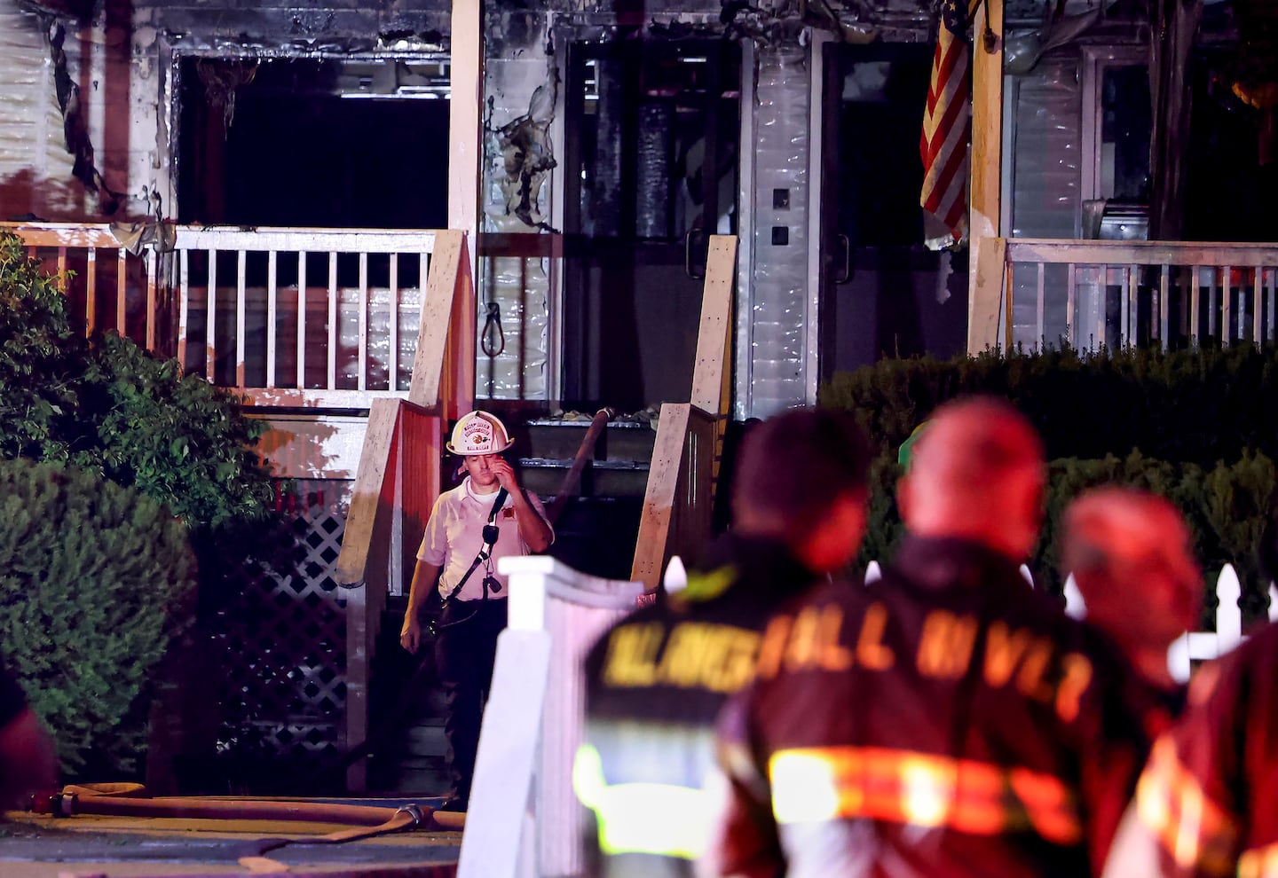 A fire officer walked from the front entrance of the Gabriel House Assisted Living facility on Oliver Street in Fall River early Monday morning.