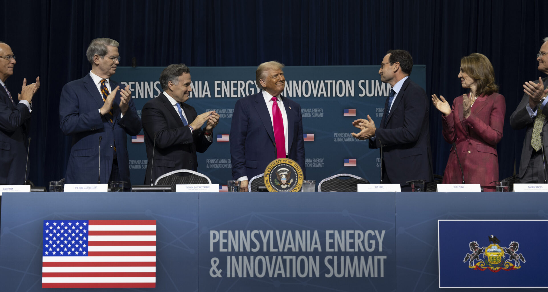 President Donald Trump participates in the Inaugural Pennsylvania Energy and Innovation Summit at Cohon University Center at Carnegie Mellon University, Tuesday, July 15, 2025, in Pittsburgh, Pennsylvania.  (Official White House Photo by Molly Riley)