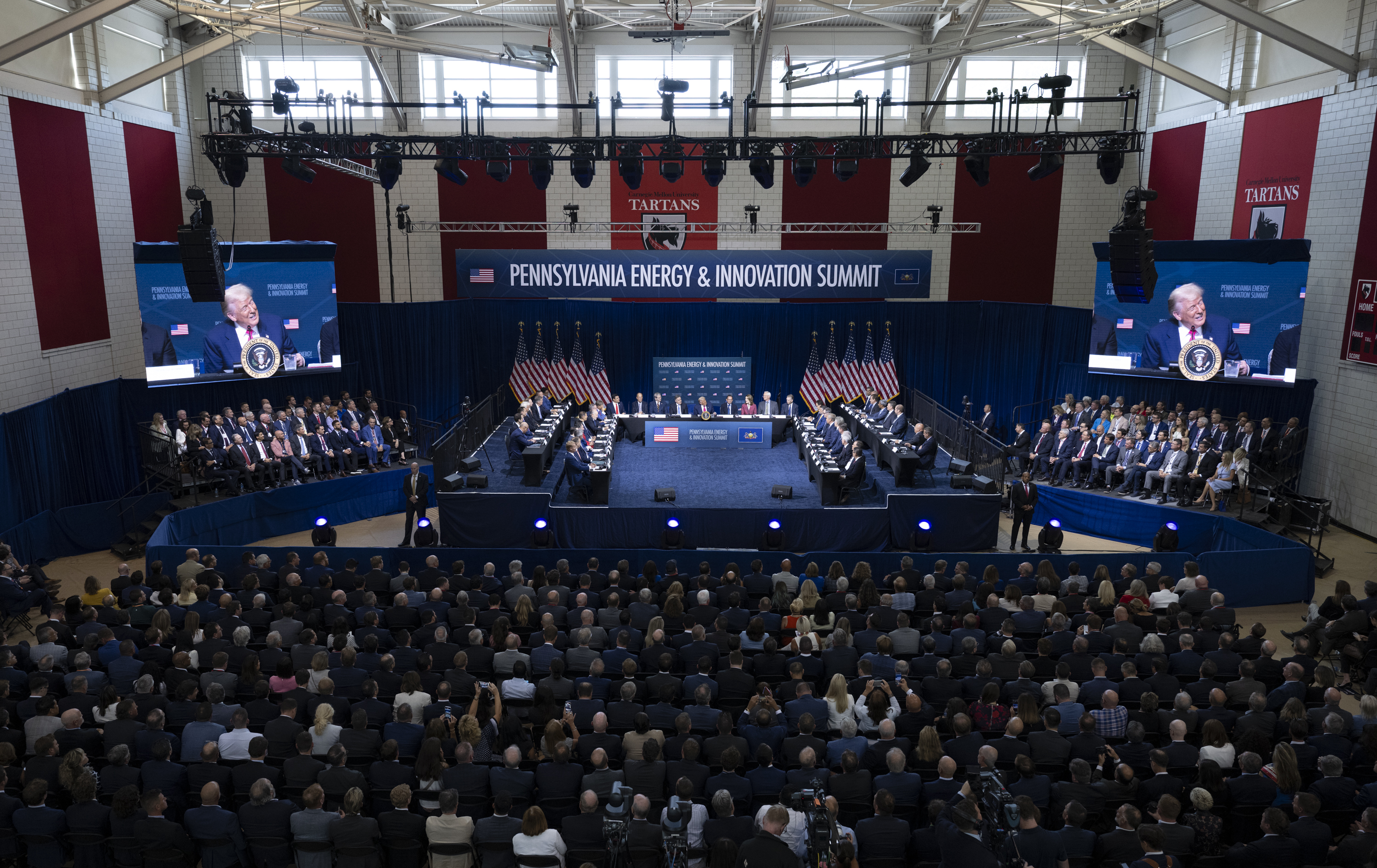 President Donald Trump participates in the Inaugural Pennsylvania Energy and Innovation Summit at Cohon University Center at Carnegie Mellon University, Tuesday, July 15, 2025, in Pittsburgh, Pennsylvania.  (Official White House Photo by Molly Riley)