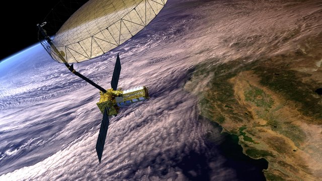 Artist’s concept depicts the NISAR satellite in orbit over central and Northern California