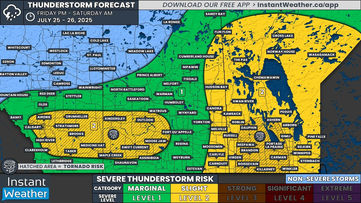 Widespread Severe Thunderstorm Threat Across the Prairies Friday into Saturday, Tornado Risk in All Three Provinces