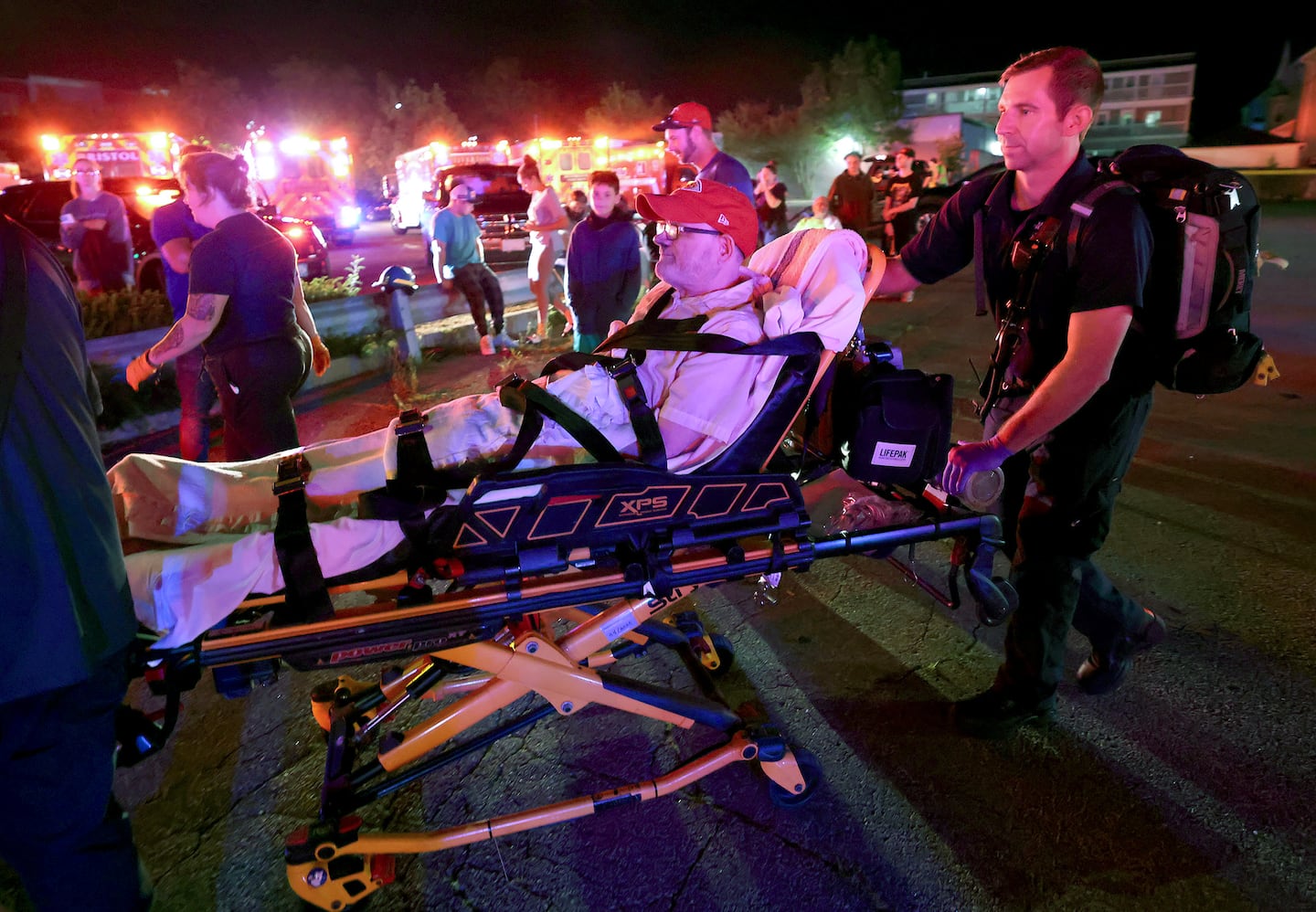 A resident of the Gabriel House Assisted Living facility on Oliver Street in Fall River was wheeled to an ambulance late Sunday night.
