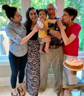 Happier times with the Pestonji family. Shahnaz and husband Soli on the right pose for a picture with granddaughter Shayna and the couple's two daughters Dina (left) and Yasmin.