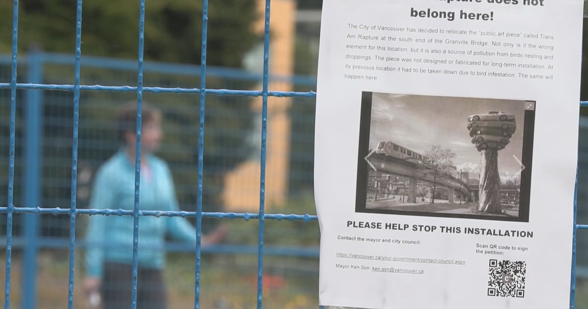 Vancouver abandons plan to relocate stacked car sculpture to south end of Granville Bridge - CTV News