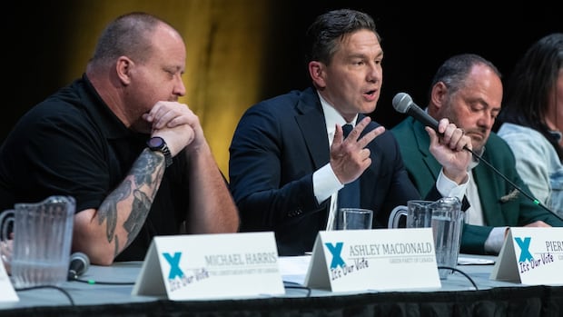 Poilievre squares off in debate with 9 other candidates vying for seat in Alberta byelection