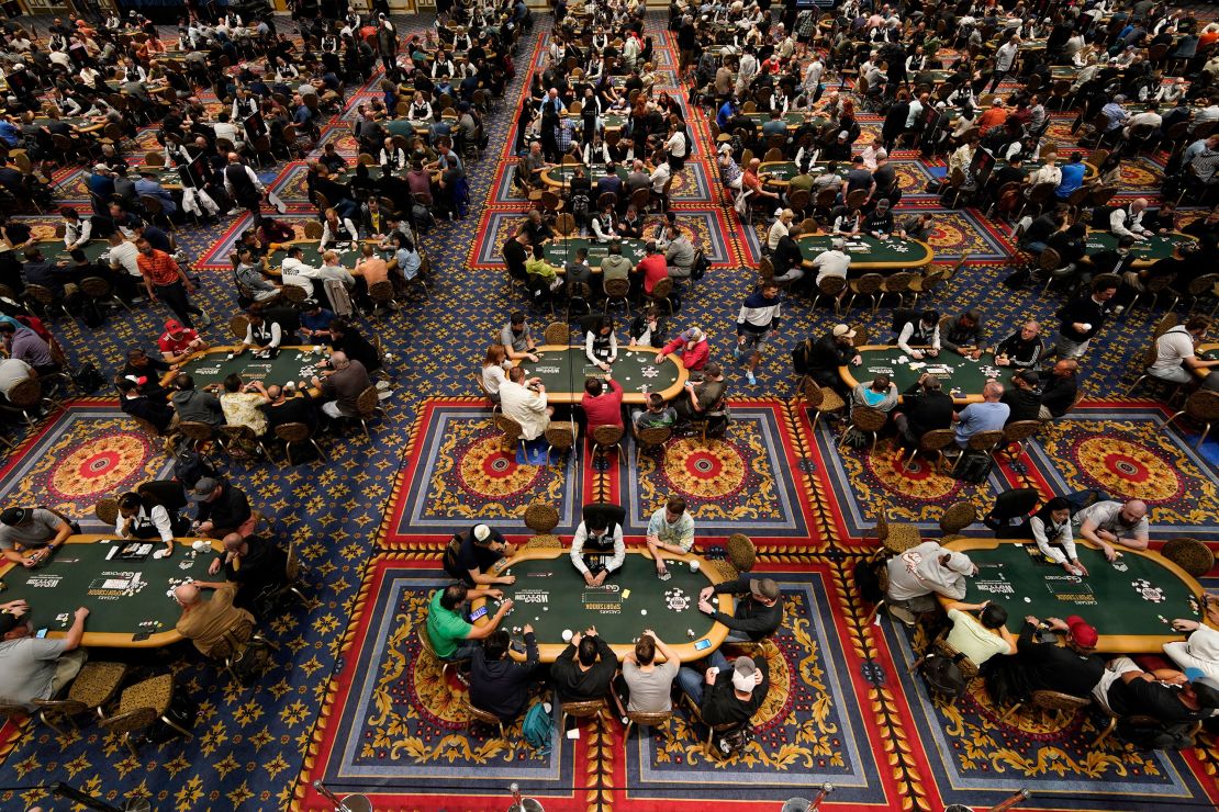 Players fill tables during the main event at the World Series of Poker in Las Vegas on Wednesday, July 6, 2022.