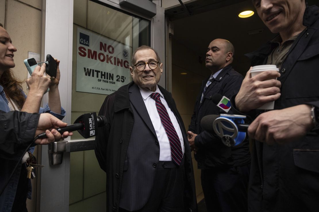 Rep. Jerry Nadler speaks to members of media outside the Federal Building in New York on May 28.
