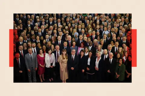 Dan Kitwood/Getty Images Sir Keir Starmer (centre front) stands with Labour Party MPs