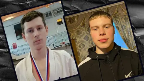 VK/BBC Separate photos of two boys, one in a white judo outfit and the other a black tracksuit top