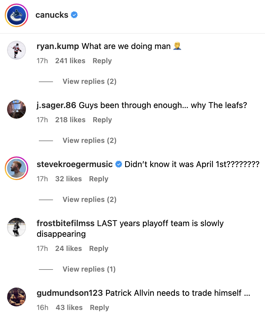 canucks fans comments