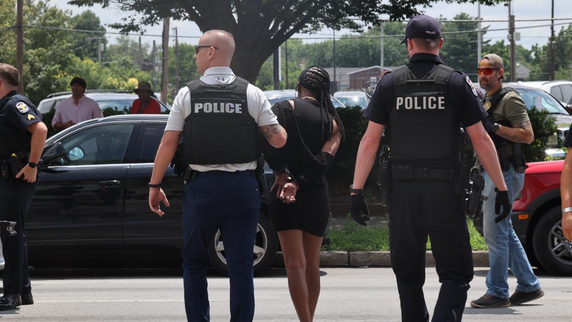 People detained outside courthouse during Brett Hankison's sentencing