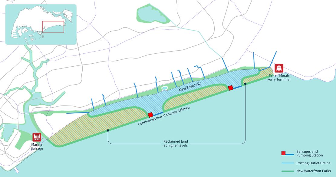 The proposed Long Island scheme would be built off Singapore's low-lying southeast coast.