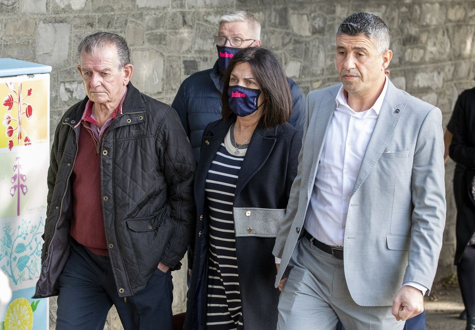 Claire Lott (centre), the mother of Nadine Lott, leaving the Central Criminal Court with family and supporters