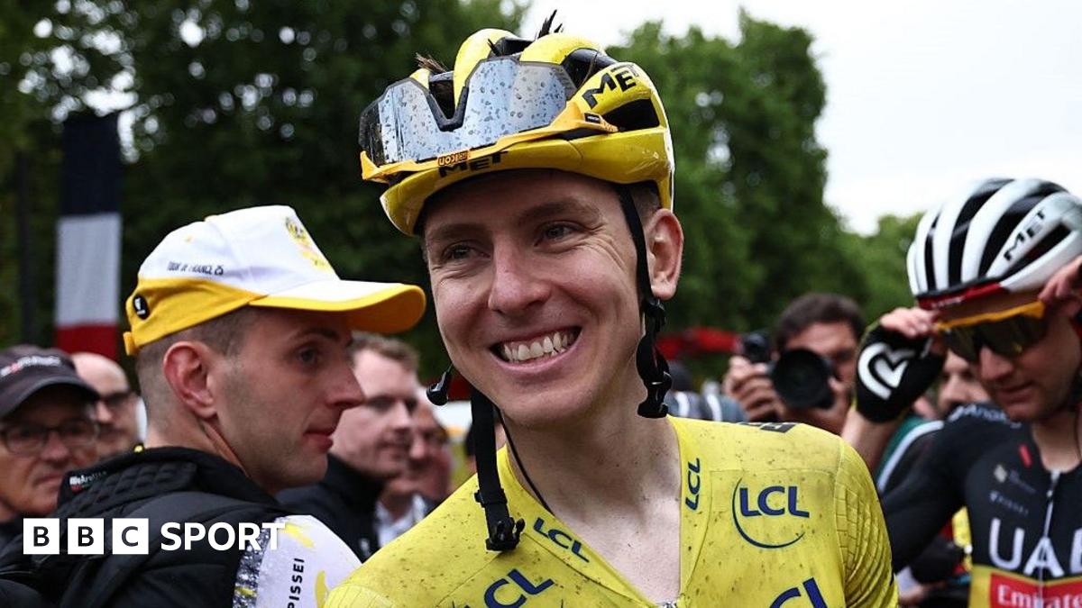 Tadej Pogacar smiles after winning the 2025 Tour de France