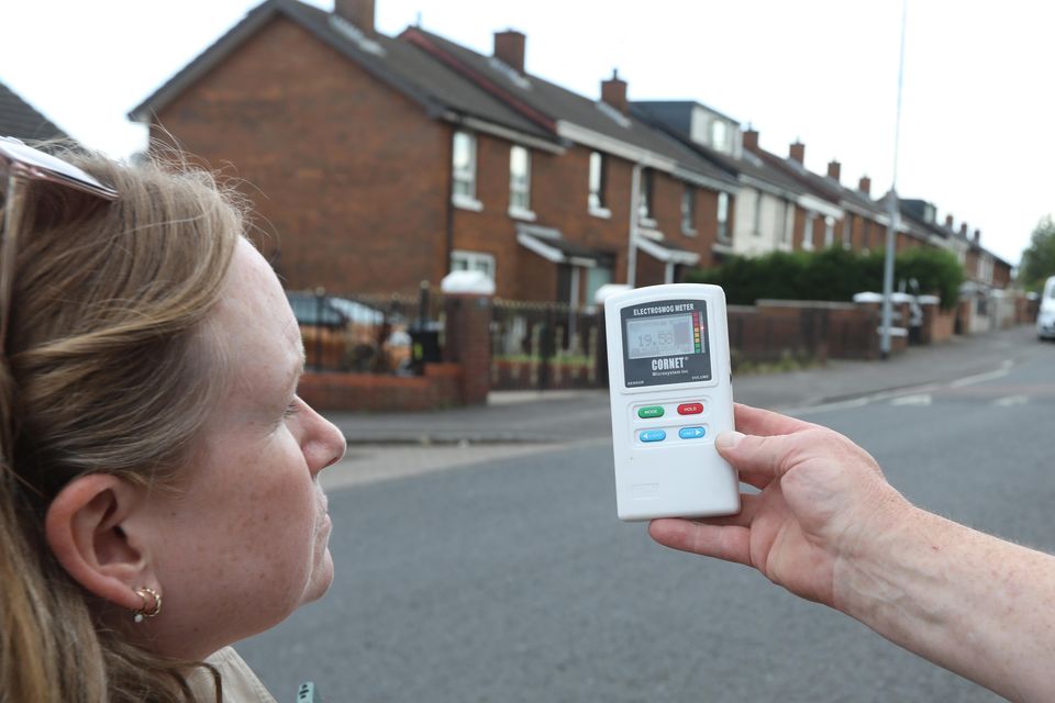 Shauna Corr is shown readings from phone masts taken in Belfast this week