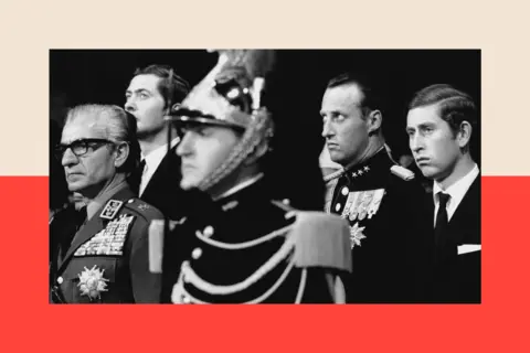 Getty Images The Shah of Iran, Prince Charles and Prince Harald of Norway attend Mass for General de Gaulle at Notre Dame, on 13 November 1970 in Paris, France.