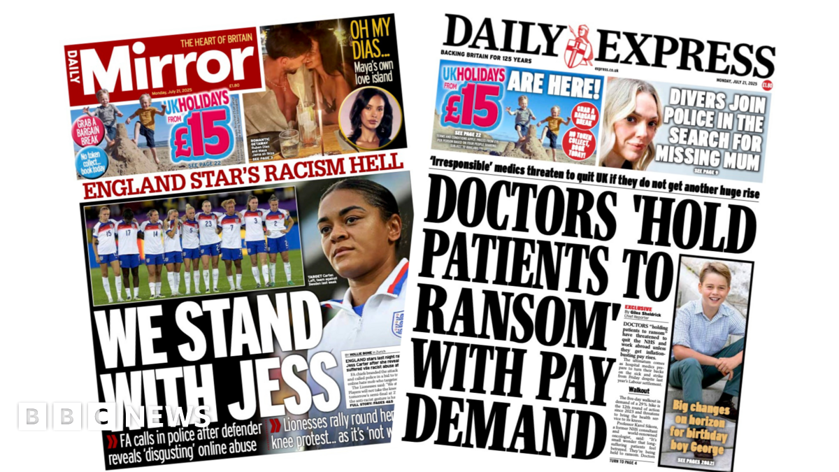 The headline on the front page of the Daily Express reads: “Doctors 'hold patients to ransom' with pay demand”