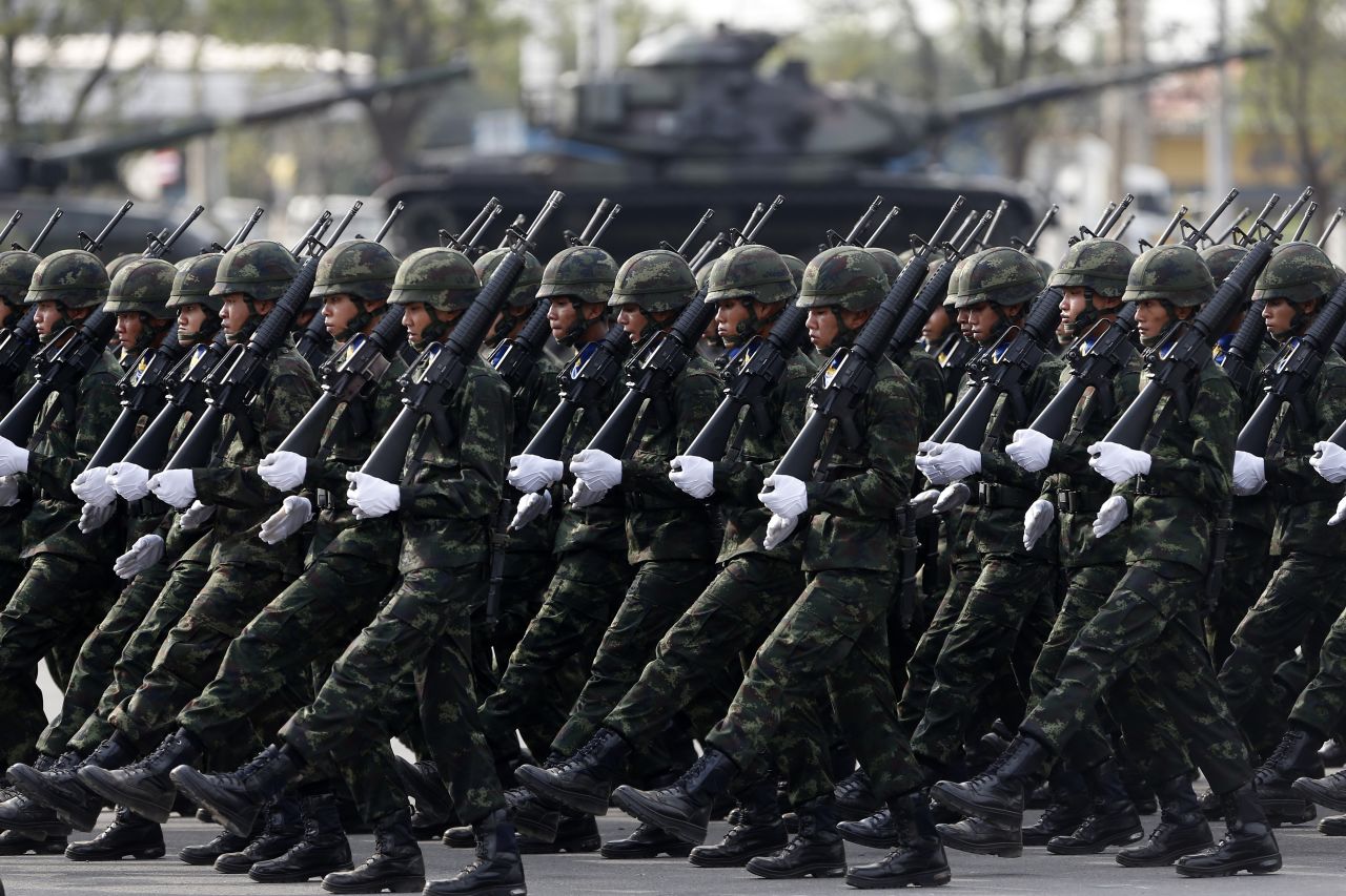 Members of the Thai army take part in a ceremony in Saraburi province, Thailand on January 18, 2023.