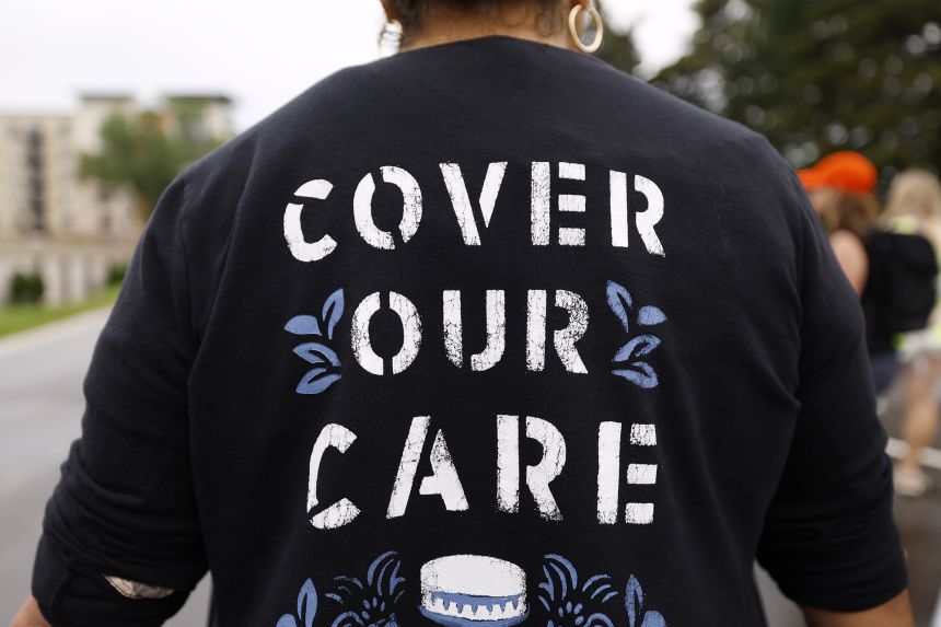 Health care advocates protesting care denials at UnitedHealthcare on July 15, 2024 in Minnetonka, Minnesota.