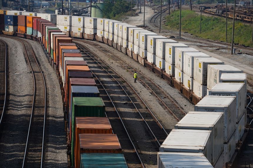 Trains at the Norfolk Southern Inman rail yard in Atlanta, Georgia. The railroad would be purchased by Union Pacific in the deal announced Tuesday.