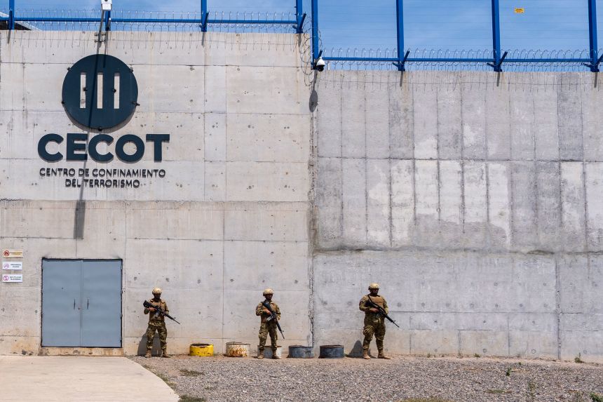 The exterior of El Salvador's Center for Terrorism Confinement in Tecoluca, El Salvador, on March 26.