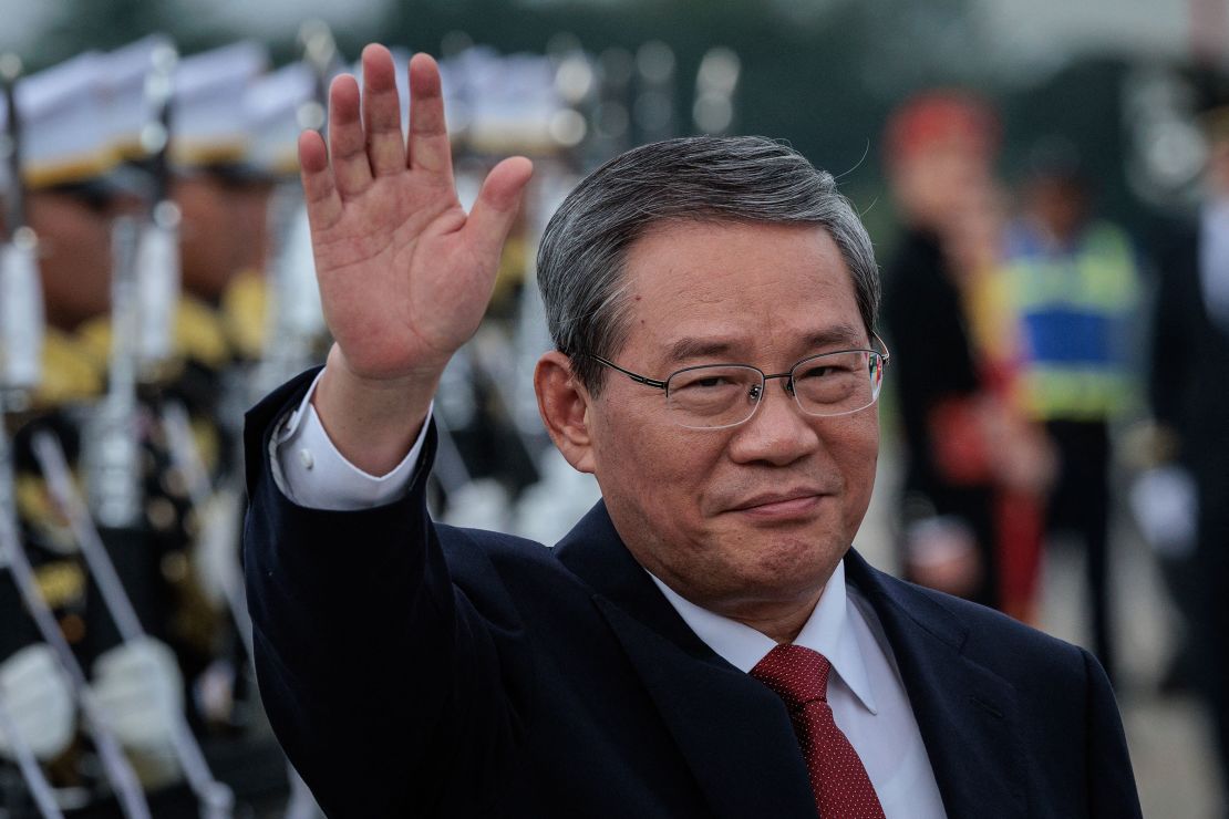 China's Premier Li Qiang waves during a visit to Jakarta, Indonesia, in May.