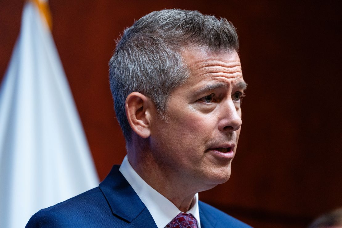 Transportation Secretary, and now acting NASA Administrator, Sean Duffy speaks at a news conference in Washington, DC, on June 12.