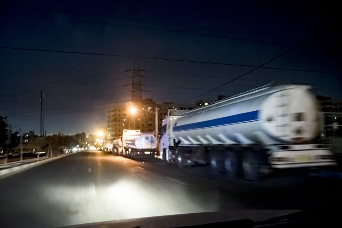 Water tankers in Tehran on Sunday, June 15, 2025.